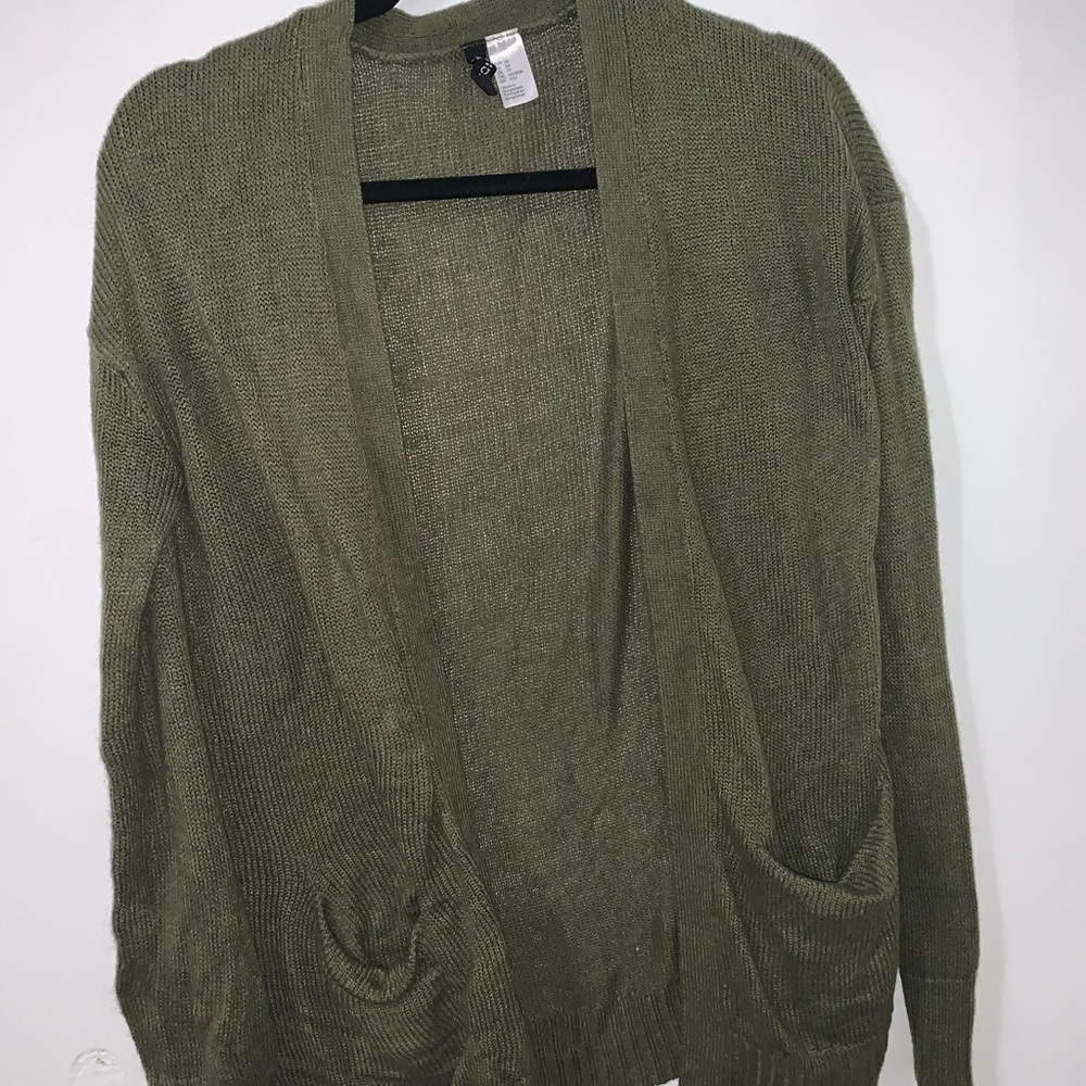 green cardigan